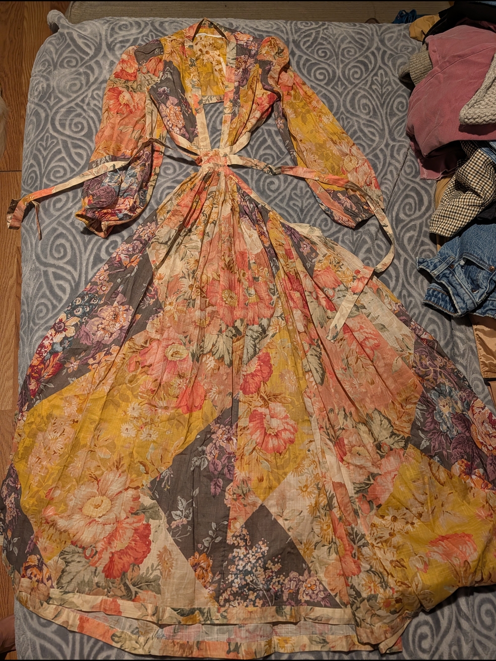 Bohemian Floral Patchwork Maxi Dress - Yellow Multi